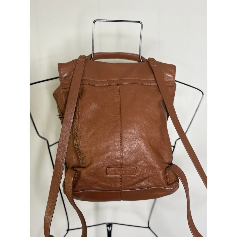 Lucky Brand Leather Brown Cognac Backpack Gold Studded Adjustable‎ Straps
